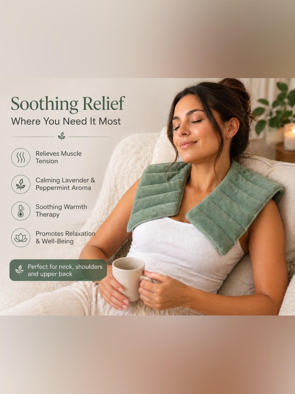 DreamTime Heated Shoulder Wrap Aromatherapy Lavender Peppermint Heat Pad EUC